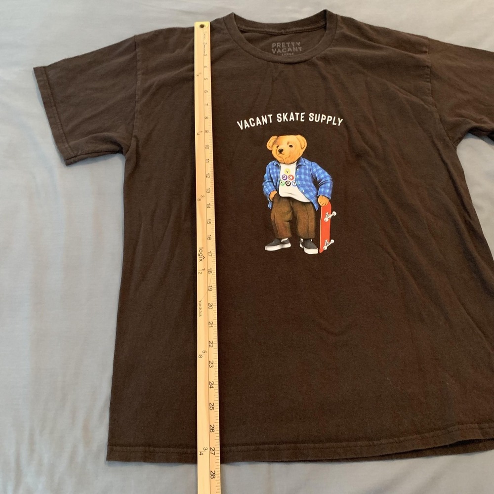 Pretty Vacant Skate Bear Shirt Mens Large Brown Vacant Skate Supply Graphic Tee - Picture 5 of 7